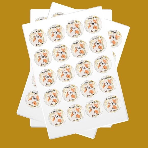 Cute Watercolor Print Cat Thank You Round Stickers - Picture 2 of 6